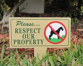 Respect Our Property Sign  | Dog Poop Stake |  Dog Poop And Pee Sign | Dog Poop Sign | No Dog Pooping | Dog Yard Sign | Curb Your Pet Sign
