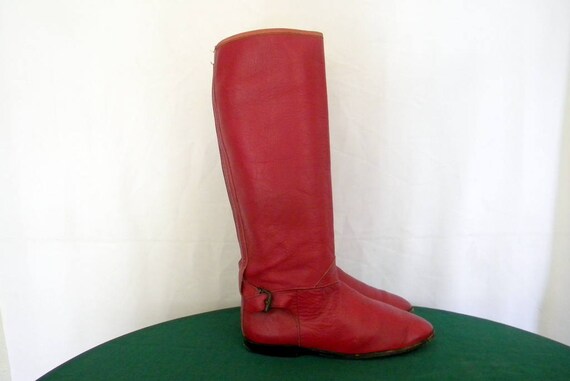 women's tall red leather boots