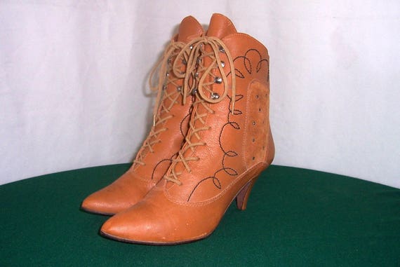 Sz 6.5 M Vintage Short Light Brown Genuine Leather