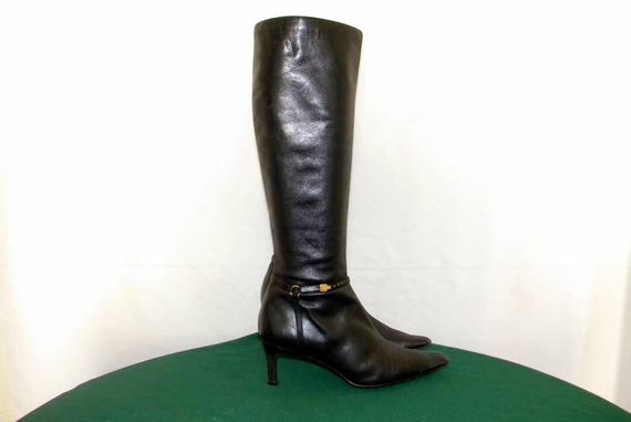 tall black leather boots womens