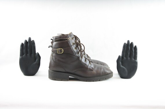 Size 9 Boots-Vintage Women's Brown Ankle Boots-199