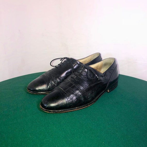 Sz 8.5 EEE Vintage Black Genuine Leather 1980s Men