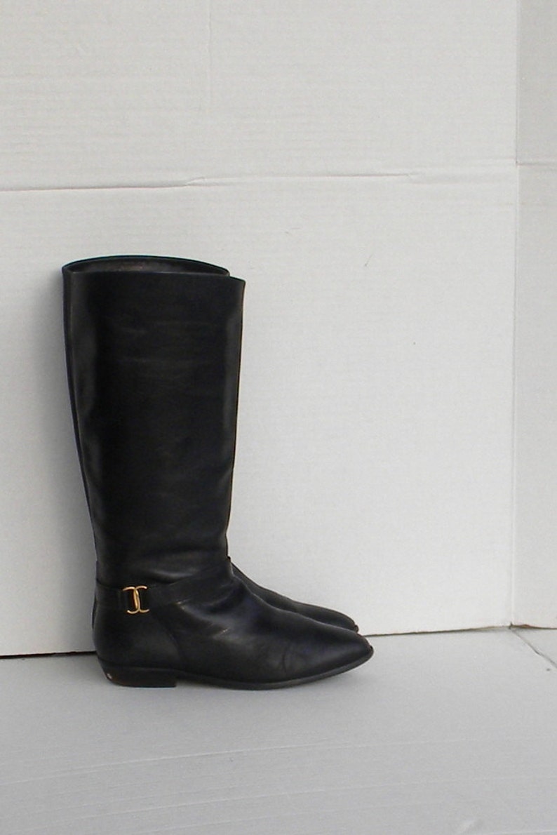 tall flat black boots womens