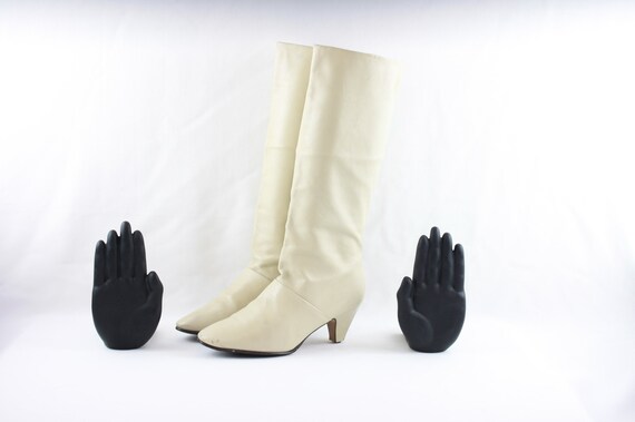 Vintage Boots-Women Vintage Boots-Size 6 Boots-Whi