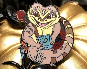 Beardie Bard Natural Brown, Bearded Dragon Enamel Pin