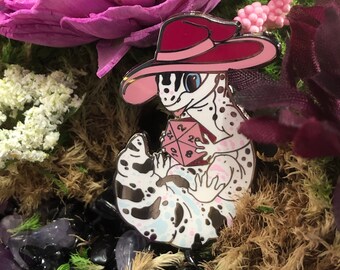 Spotted Spellcaster, Leopard Gecko Wizard Enamel Pin Albino Trans Pride