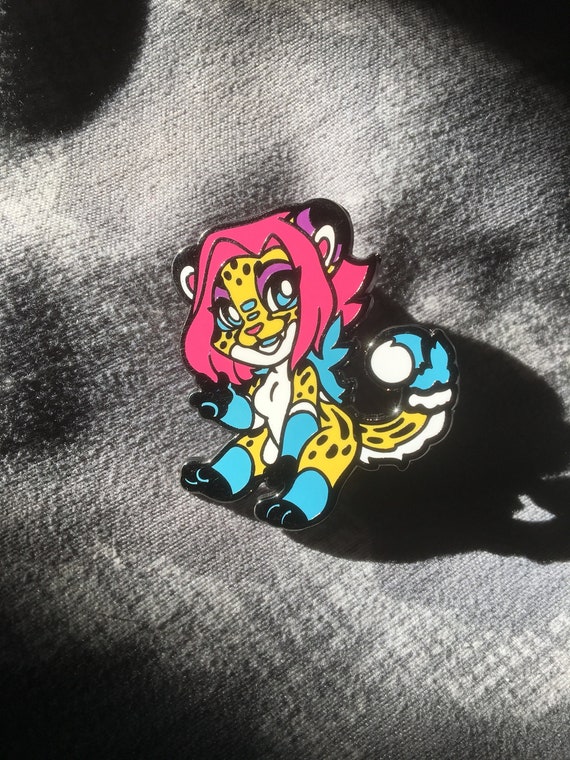 Kitkat, Fursona Pin #106 (+ Mini Option) CMYK Cheetah Enamel Pin