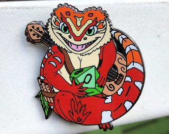 Beardie Bard, Fire Morph Bearded Dragon Enamel Pin