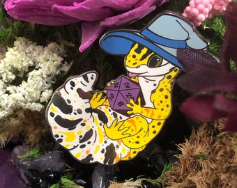 Spotted Spellcaster, Leopard Gecko Wizard Enamel Pin Yellow Natural