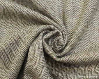 100% Pure New Wool Herringbone Tweed Fabric | DM42
