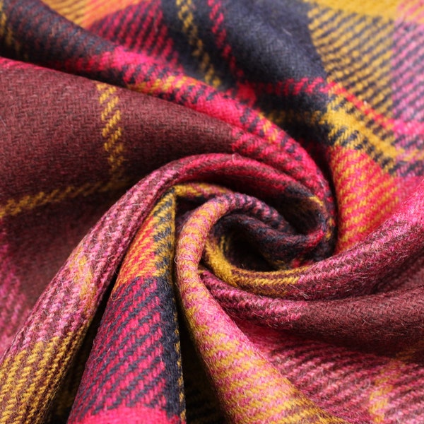 Pure New Wool Plaid Tweed Fabric | DM12