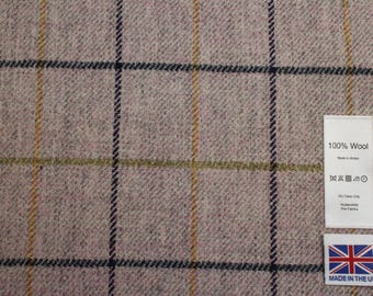 100% Wool Windowpane Check Tweed Fabric | DM32 - Etsy