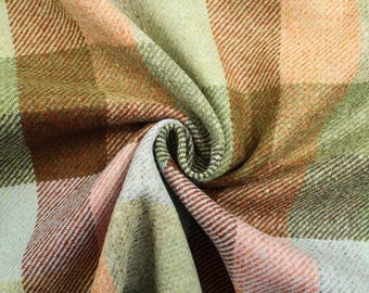100% Wool Tweed Block Check Design Fabric | DR16