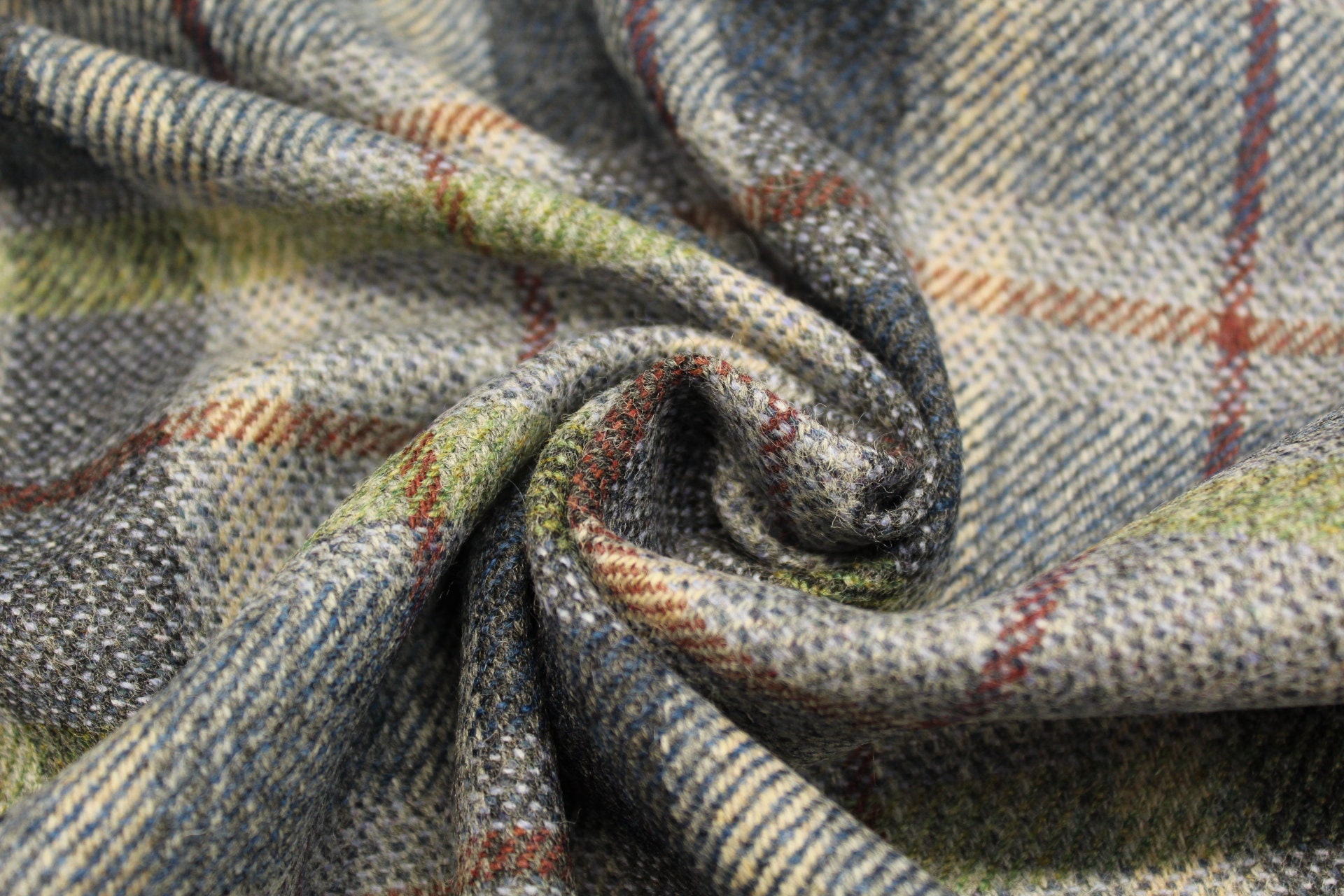 100 Pure New Wool Plaid Tweed Fabric DZ12 Etsy