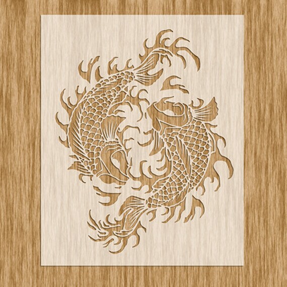 Yin Yang Japanische Koi Fisch Schablone 85 X 11 Etsy