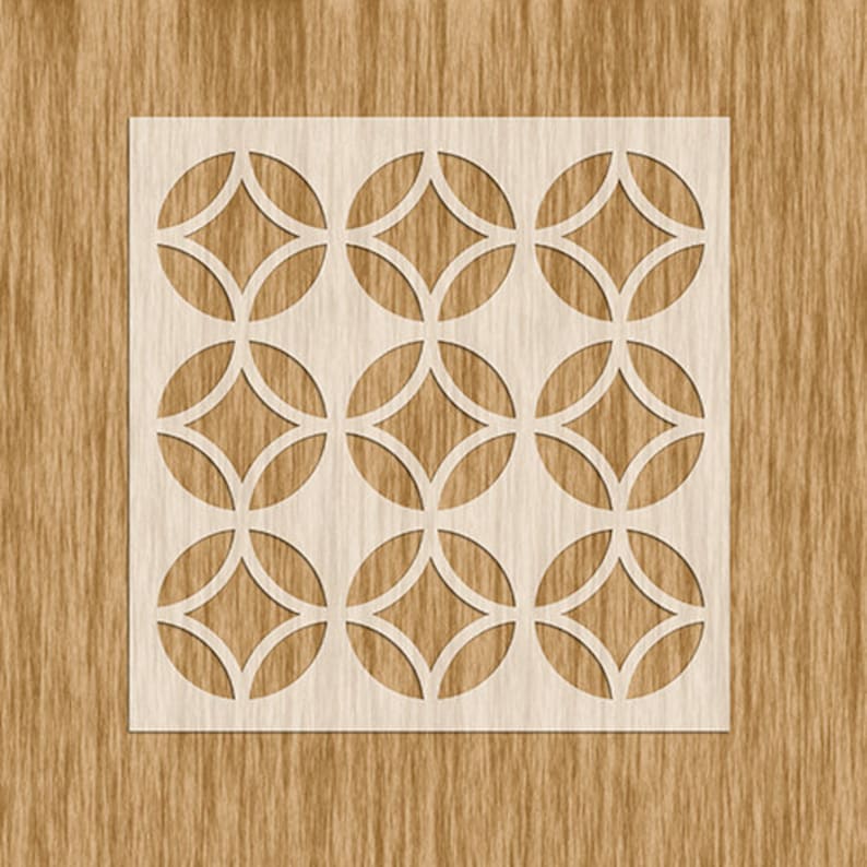 Art Deco Tile Design Pattern Stencil Mini Series Sku PAD0101M 5.5\u201d x 5.5\u201d