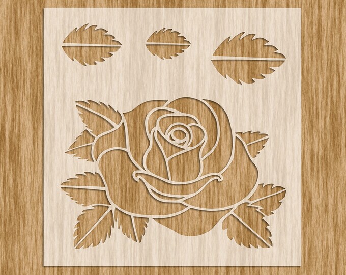 Rose Flower and Leaves Stencil 5.5 X 5.5 - Etsy