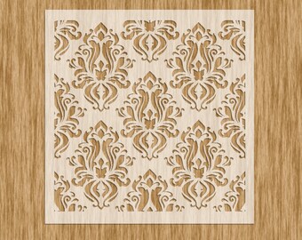Victorian Damask Design Pattern Stencil - Sku PV0100 (8.5" x 8.5")
