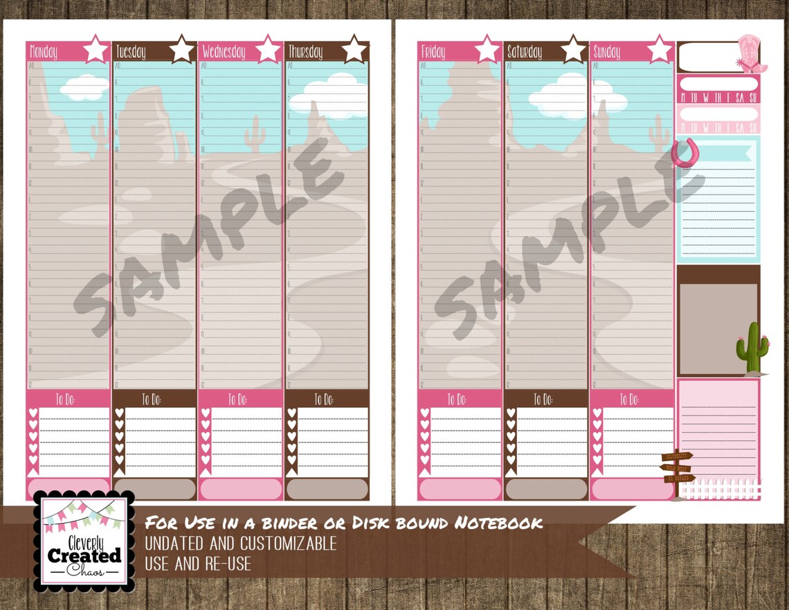 Weekly Planner Printable Western Etsy