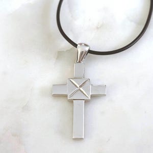 Sterling Silver 925 Karma Cross Pendant Necklace, Silver Cross