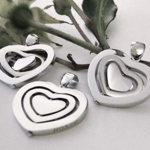Sterling Silver 925 Spinning Heart Pendant Necklace, Silver Heart Necklace, Valentines Gift, Silver Heart Pendant