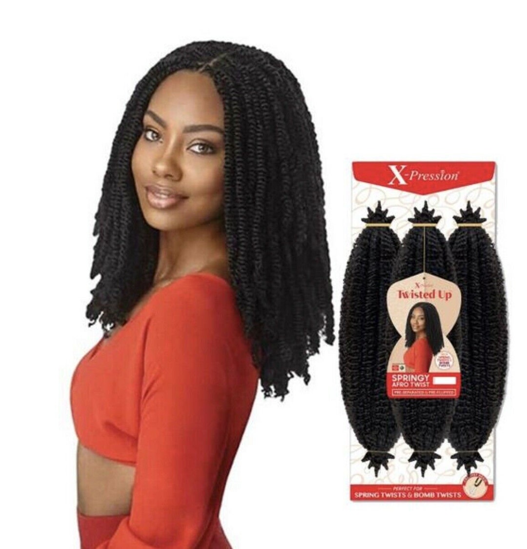 Outre X-pression Twisted up Crochet Braid Springy Afro Twist 16 Color 1B -   Canada