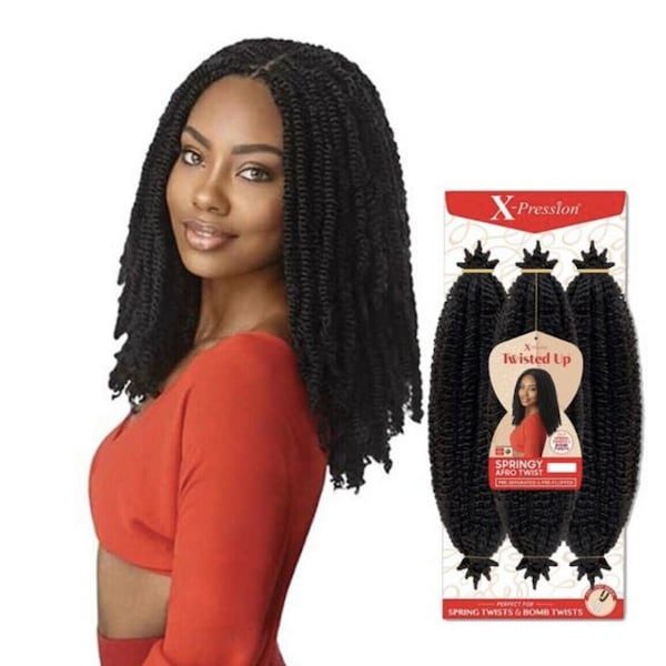 Tresse au crochet torsadée Outre X-Pression – Springy Afro Twist 16" Couleur 1B