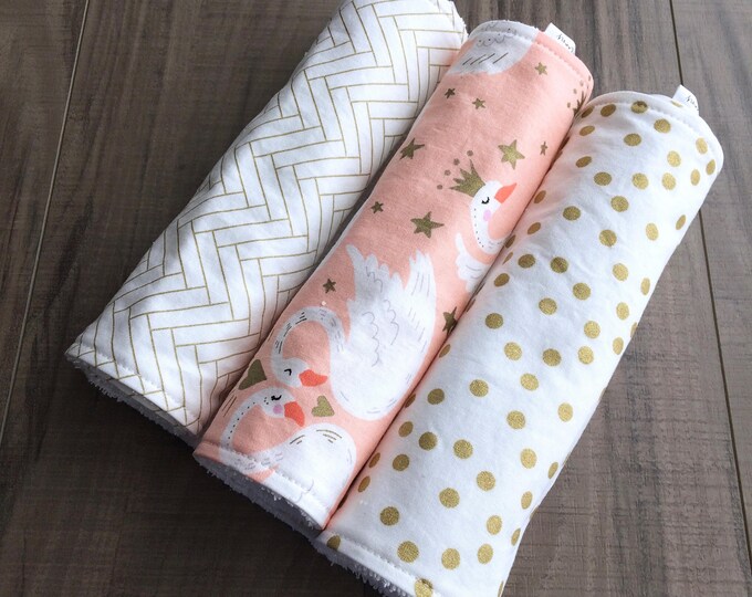 Burp Cloths Large Set of 3 Terry Cloth Burp Rags Gold Etsy