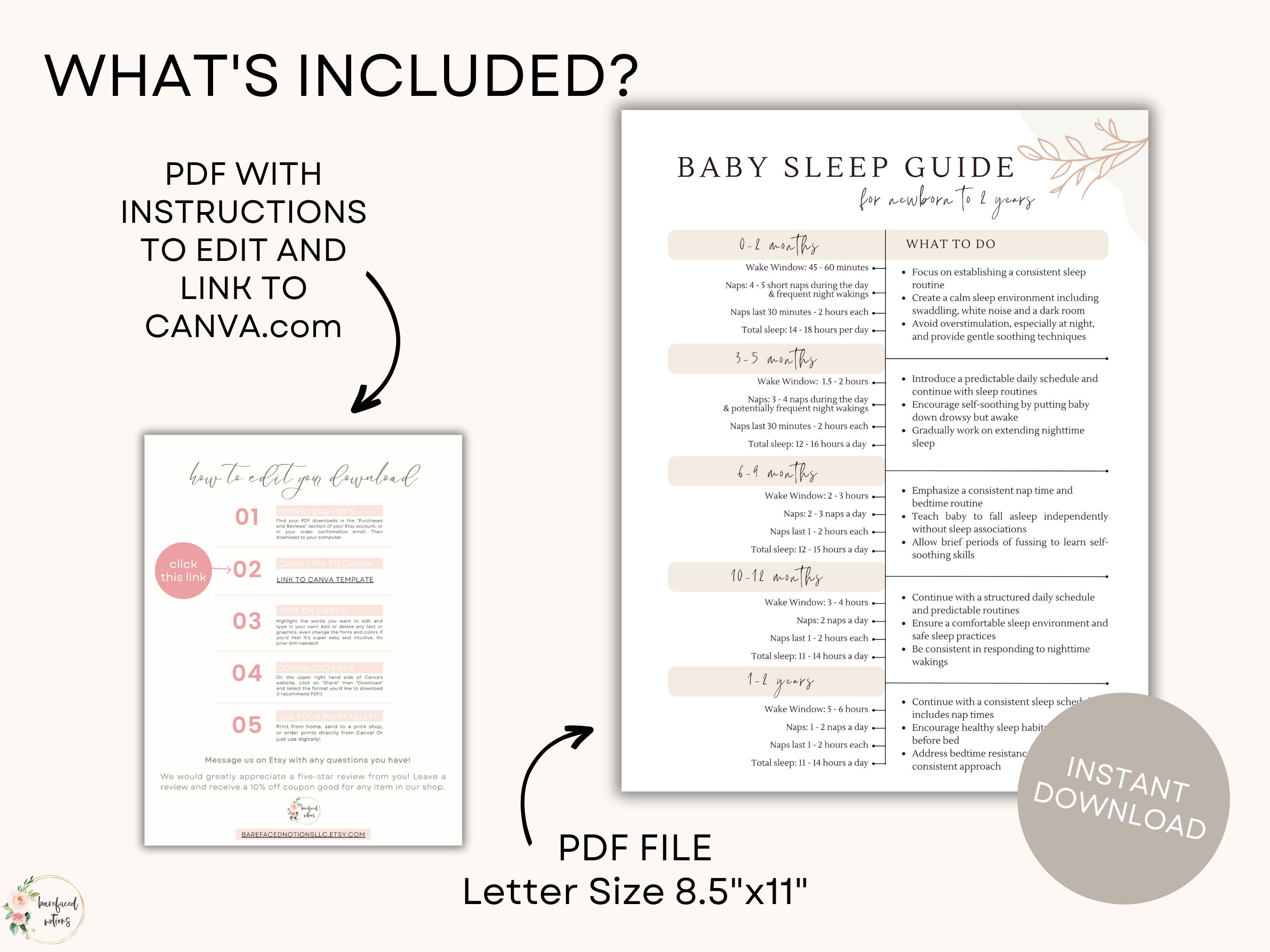 Baby Sleep Guide Printable | Editable One-page Handout Sheet | Sleep ...