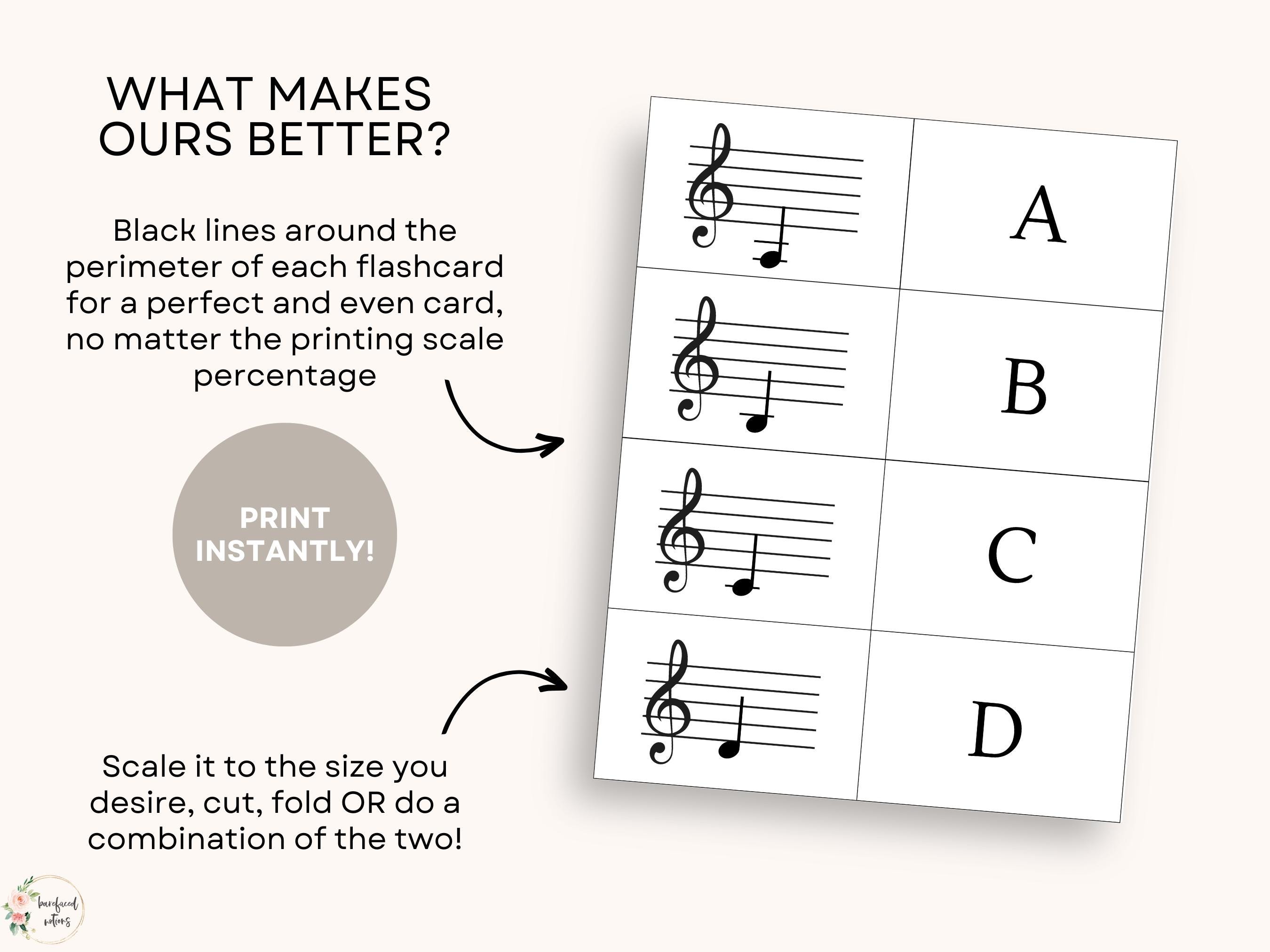 Music Notes Flash Cards Printable | Treble Clef and Bass Clef ...