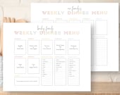 Weekly Dinner Menu Editable Printable | Family Meal Plan Rainbow Landscape Planner Breakfast Lunch Snack Ideas Chart Daily Food Tracker