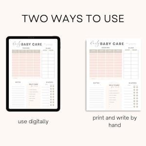 Daily Baby Tracker Printable Blush Editable Baby Log Book Newborn Log Infant Daily Log Baby Care Feeding Log Breastfeeding Feed Tracking image 5