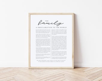 The Family Proclamation to the World LDS Printable | Minimalist Latter Day Saint Wall Art Prints Young Women Primary Relief Society 5 Sizes