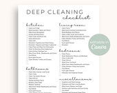 Deep Cleaning Checklist Printable | Minimalist Weekly Cleaning Schedule Decluttering Checklist Digital Download Editable Template on Canva