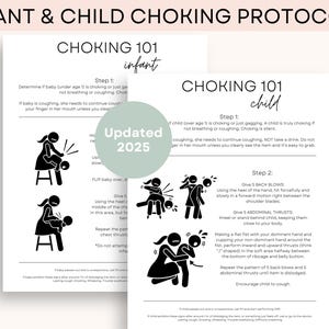 Protocole d'étouffement du nourrisson et de l'enfant imprimable NOUVELLES LIGNES DIRECTRICES À JOUR 2025 | Premiers soins en cas d'étouffement du bébé Heimlich Manoeuvre