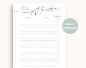 Bridal Shower Gift Tracker Printable | Wedding Planner Shower Organizer Thank You Card Gift List Gift Log Checklist Bridesmaid Planning PDF