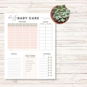 Daily Baby Tracker Printable Blush Editable Baby Log Book Newborn Log Infant Daily Log Baby Care Feeding Log Breastfeeding Feed Tracking image 7