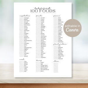 Baby #39 s First 100 Foods Printable Template 100 First Foods Chart Baby