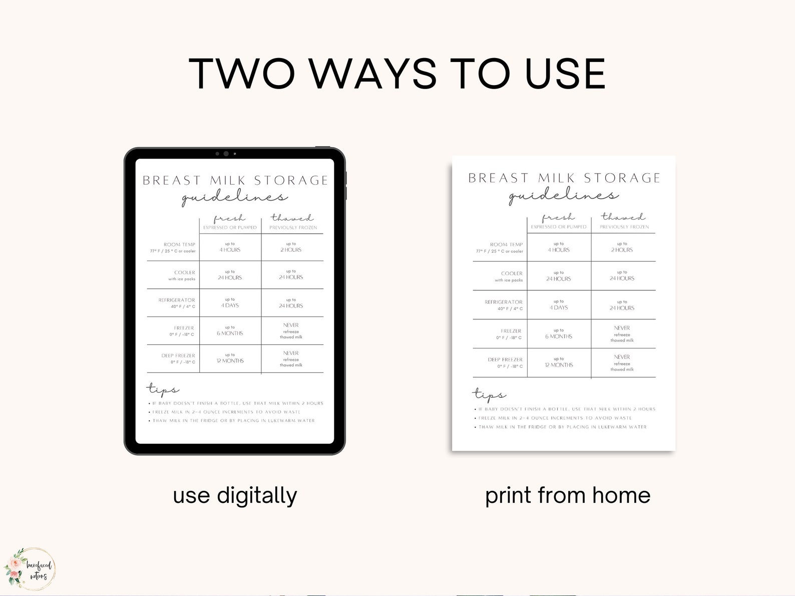 Breast Milk Storage Guidelines Printable | Instant Download ...