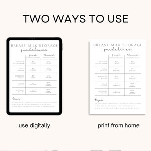 Breast Milk Storage Guidelines Printable | Instant Download ...