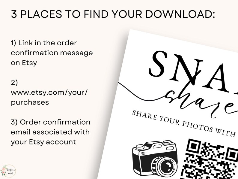 Snap and Share Editable Printable Sign With QR Code | DIY Wedding ...