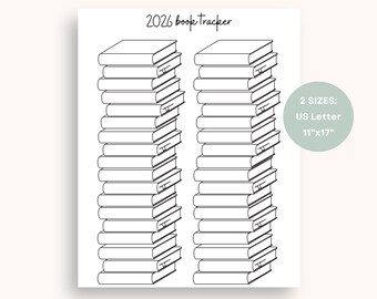 2026 Book Tracker Printable My Reading Tracker Read Log | New Years Resolutions Stack Blank Books to Color and Write in the Names for Kids
