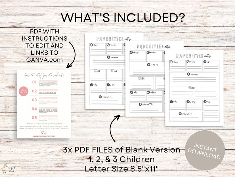 Babysitter Information Sheet | Editable Canva Template Babysitting ...