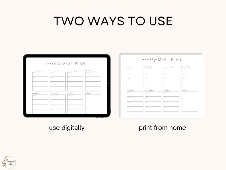 Weekly Meal Planner Printable | Instant Download | Landscape Meal Plan ...