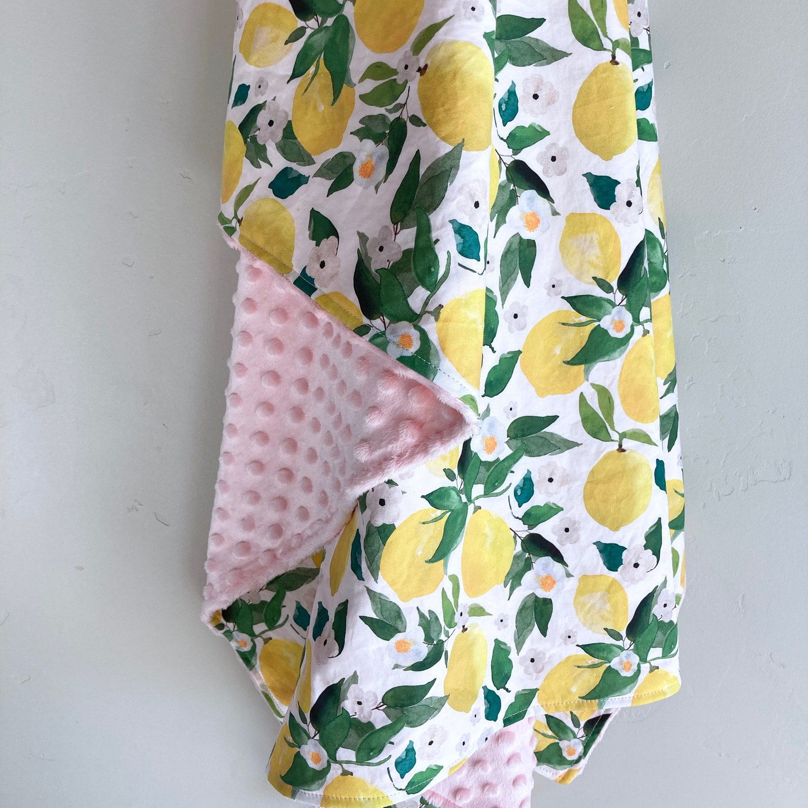 Baby Blanket 40x34 Lemons Cotton Minky Etsy