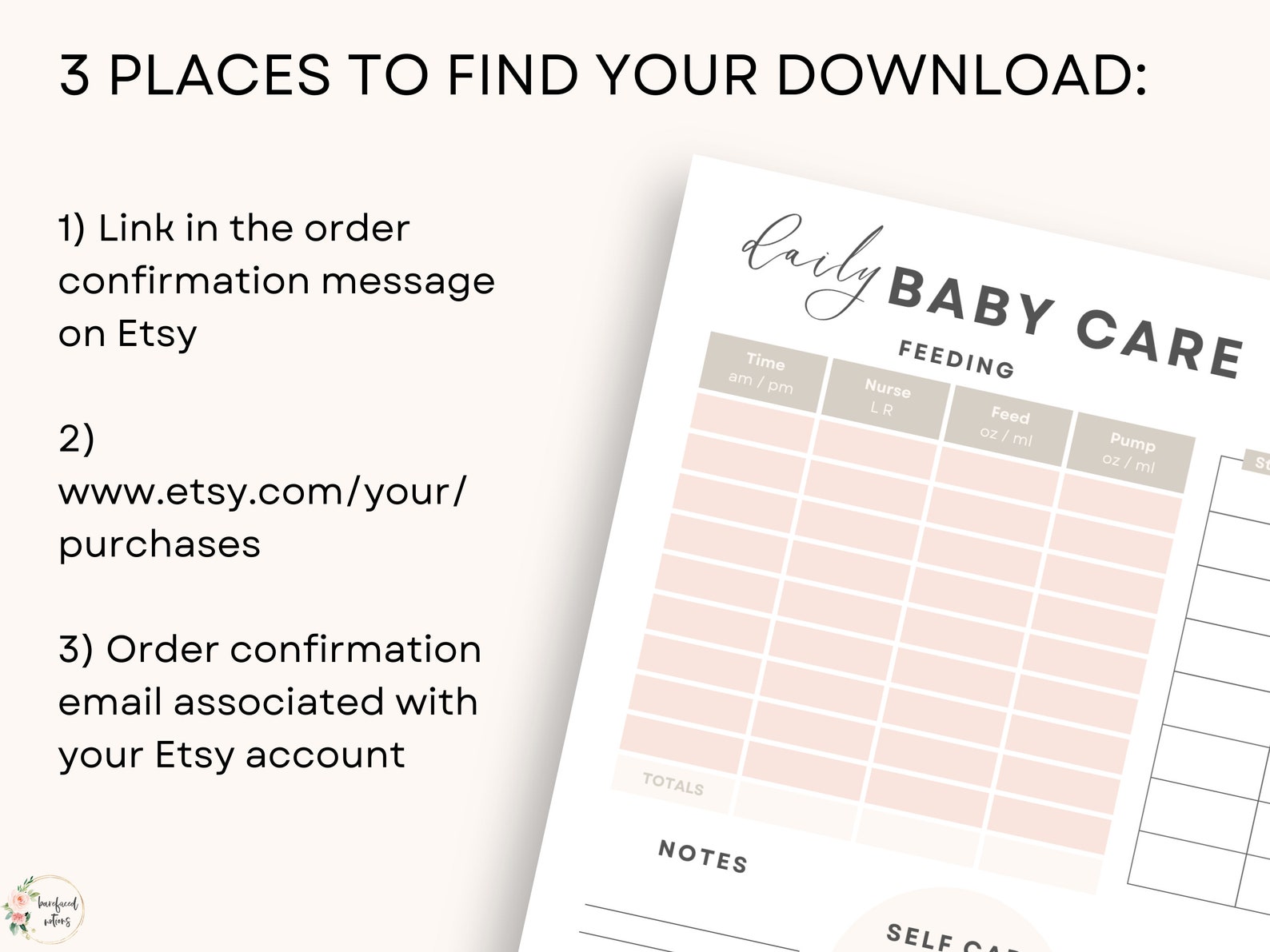 Daily Baby Tracker Printable EDITABLE | Blush Baby Log Book Newborn Log ...