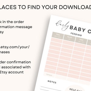 Daily Baby Tracker Printable Blush Editable Baby Log Book Newborn Log Infant Daily Log Baby Care Feeding Log Breastfeeding Feed Tracking image 9