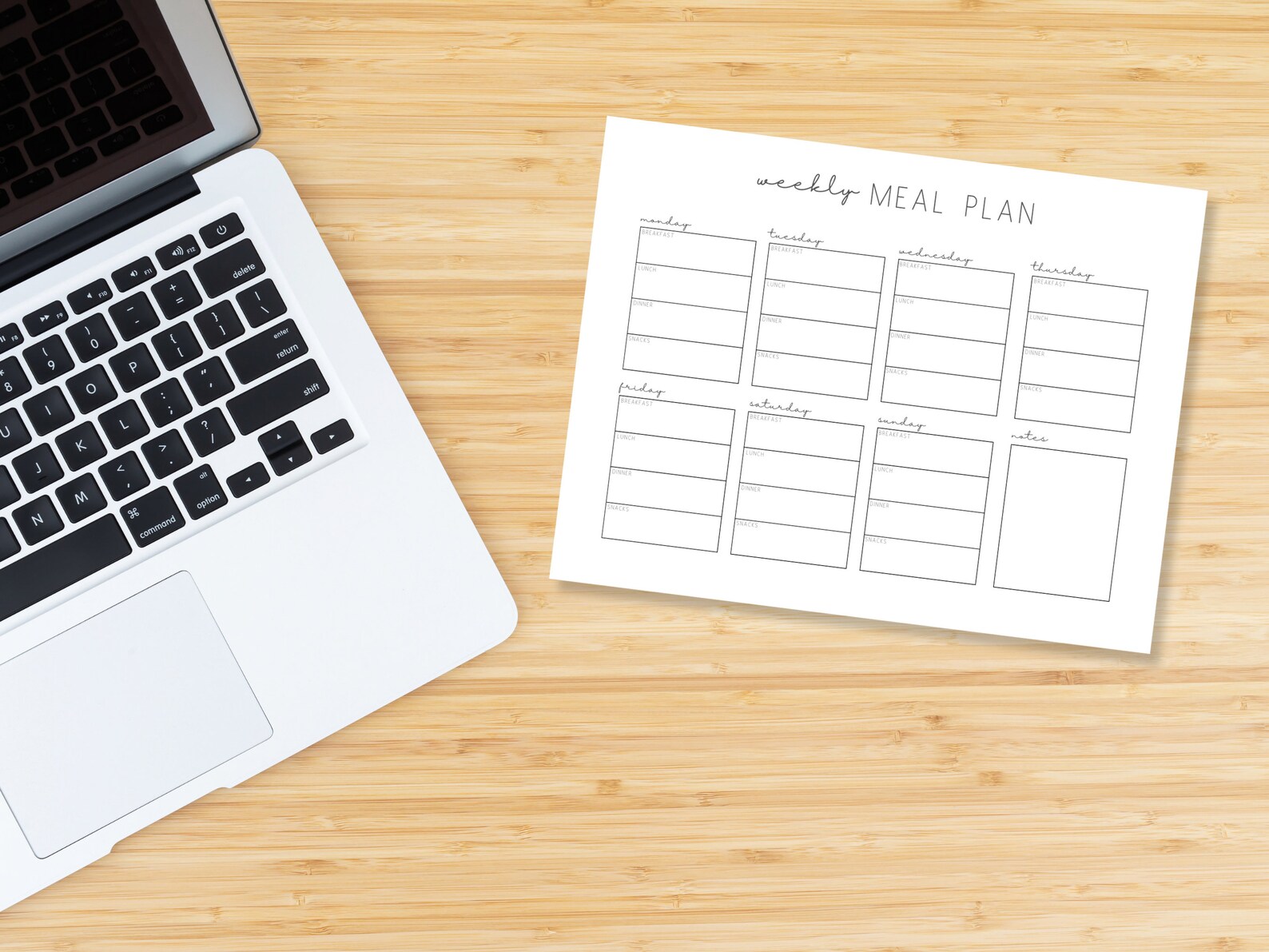 Weekly Meal Planner Printable | Instant Download | Landscape Meal Plan ...