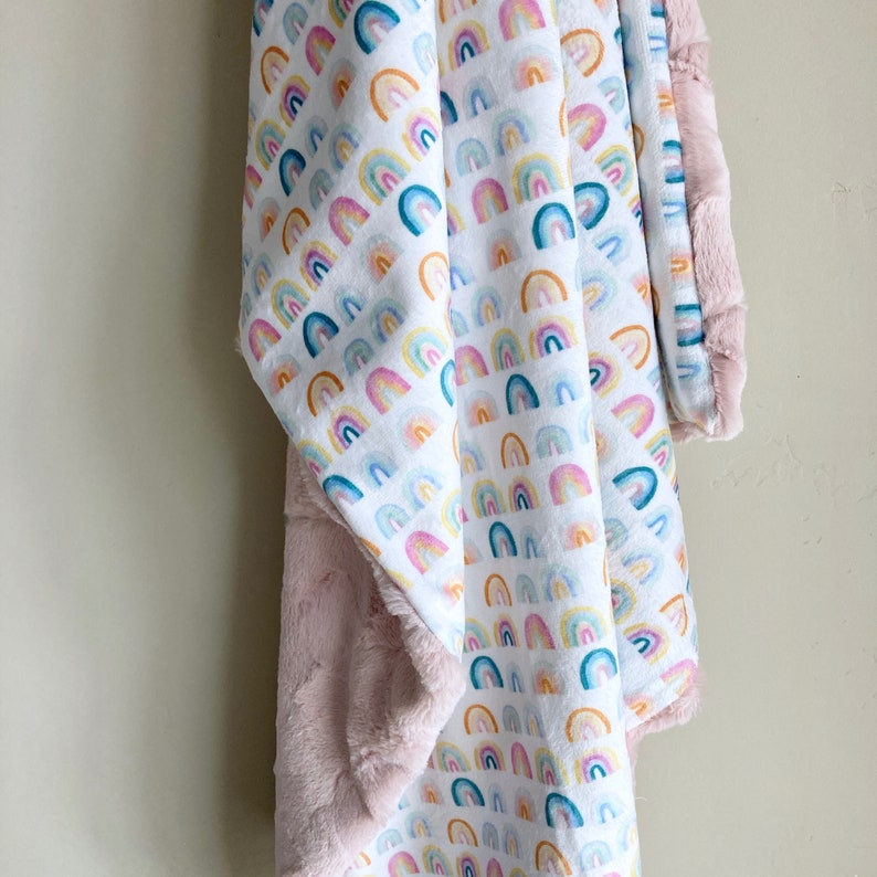 FAST SHIP Baby Blanket 34x40 Rainbows Doubled Etsy