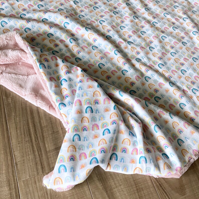 FAST SHIP Baby Blanket 34x40 Rainbows Doubled Etsy